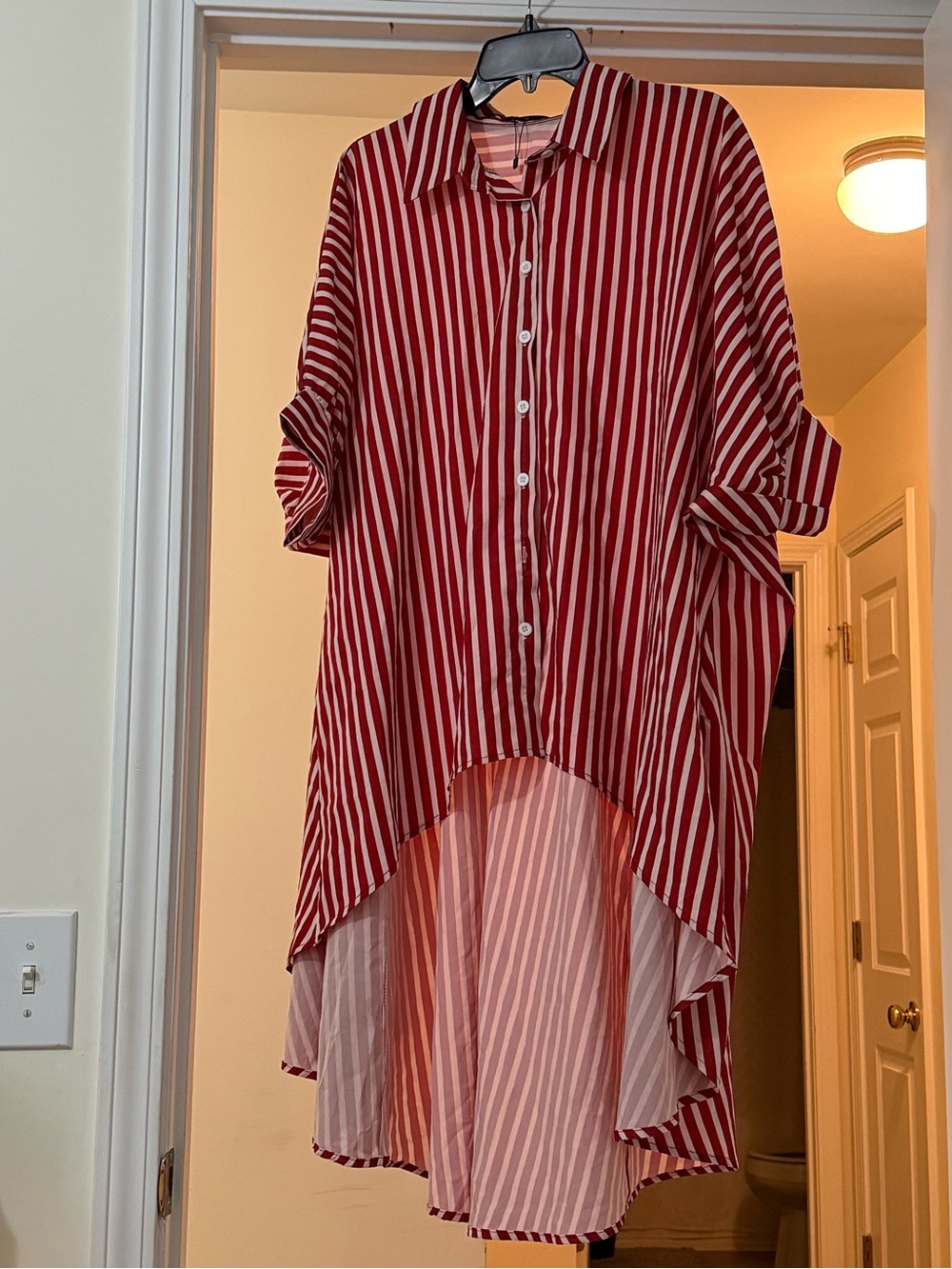 CBR Red and White Striped Button-Up Tunic